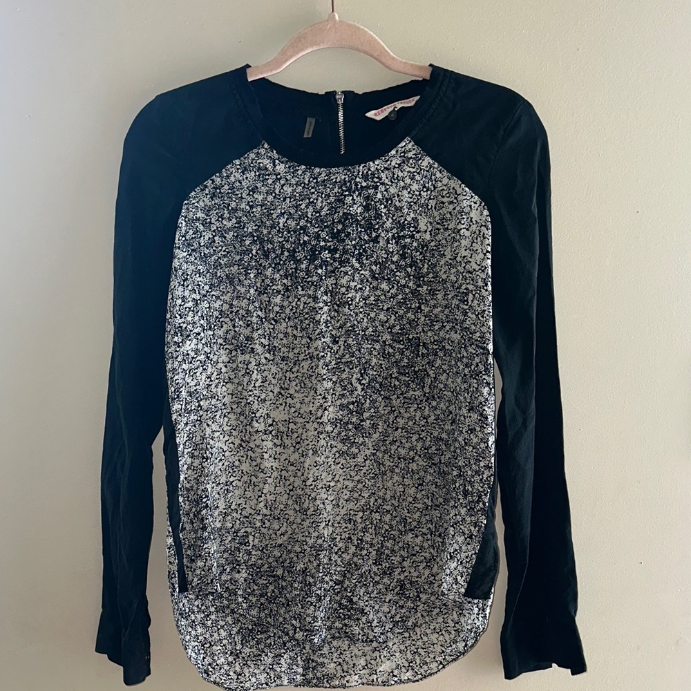 Rebecca Taylor Black White Printed Silk Top | 4